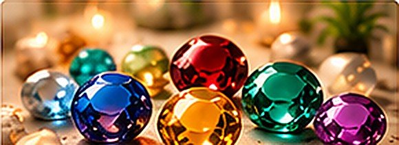 Colourful polished gemstones