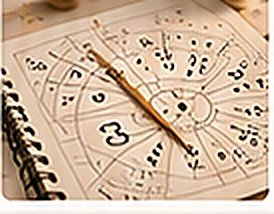 Numerology notebook with a pen and number chart